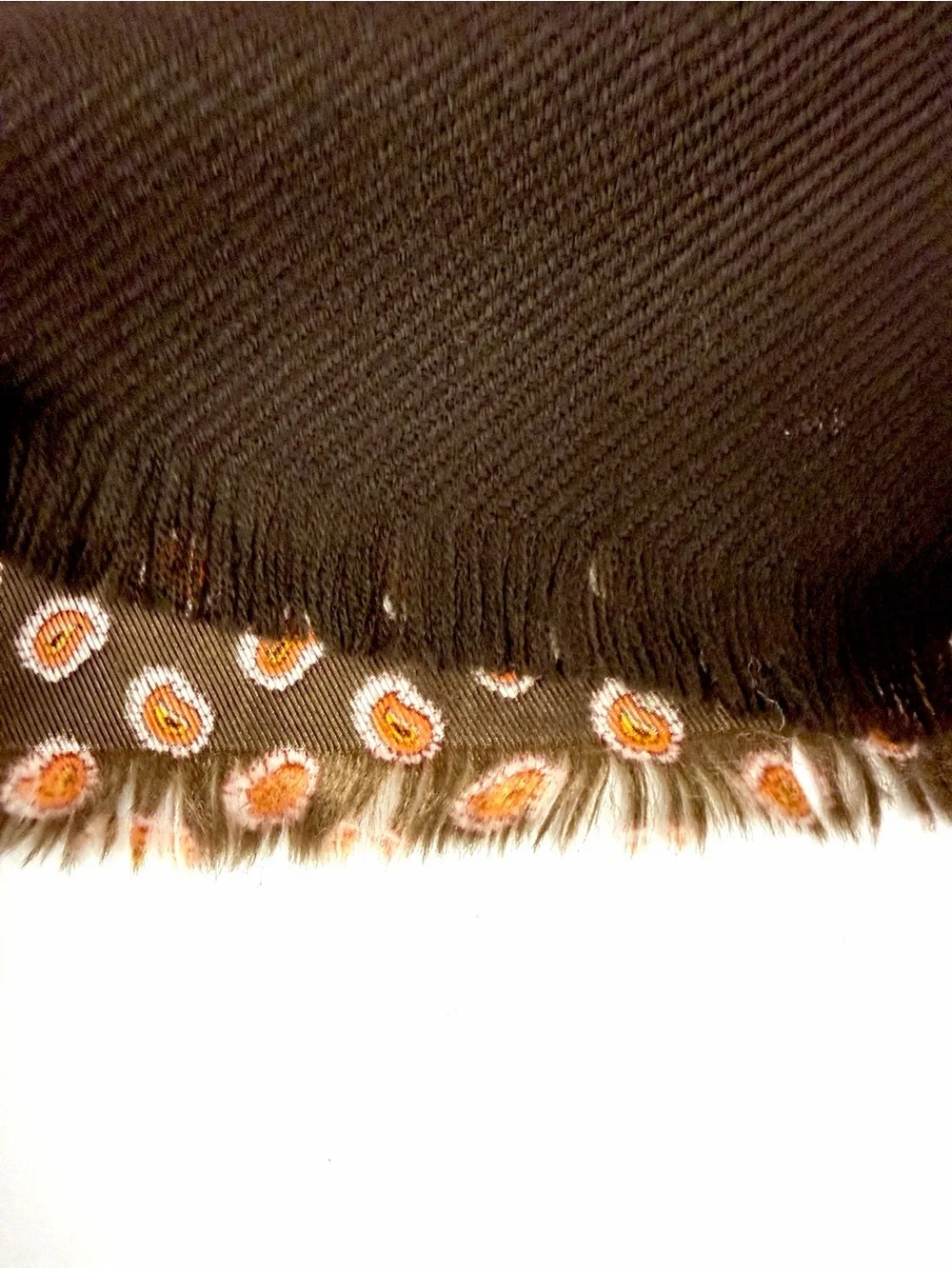 Men's Doubled Reversible Scarf Silk Wool Brown Paisley Print 11x50